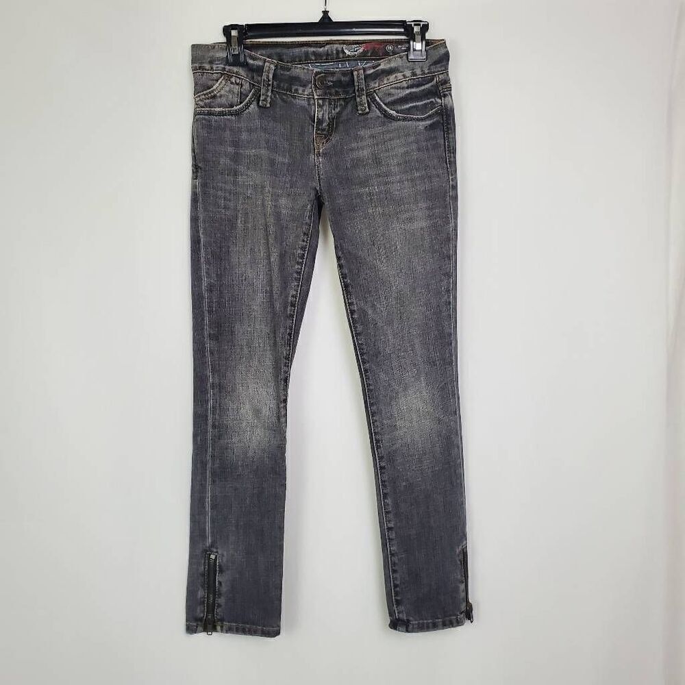 Gap 1969 Size 1 Black skinny Zipper Bottom Denim Jeans